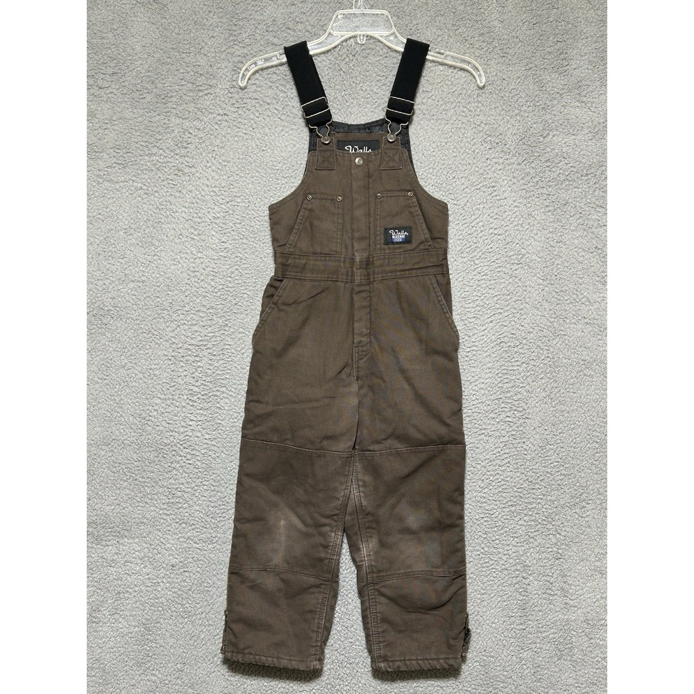 Walls Blizzard Pruf Insulated Bib Overalls Youth Brown Duck Workwear Quilt Lined